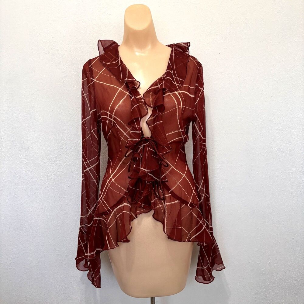 Asos Womens Sheer Brown Top Size 4
